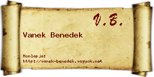 Vanek Benedek névjegykártya